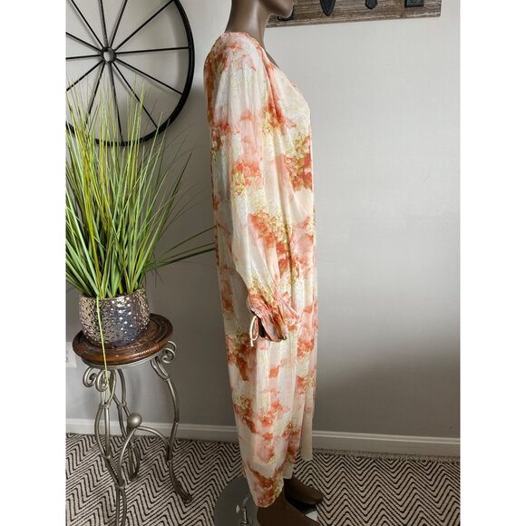 H&M NWT Floral Long-Sleeve V-Neck Maxi Dress With Sheer Overlay & Lining Size M - Picture 4 of 11